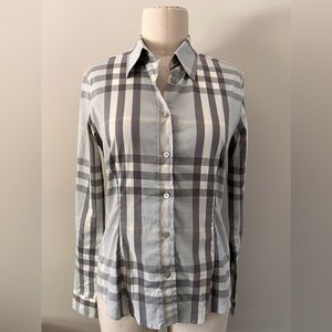 Authentic Burberry blue long sleeved button down shirt